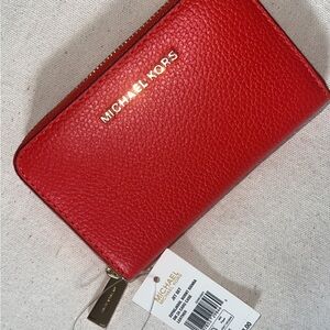 Michael Kors Red Leather Wallet size Medium